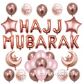 Eid Mubarak Decoración Kit Eid Letter Banner Impresión Látex Flobos Estrella Estrella Foil globos Clear Confetti Flobos